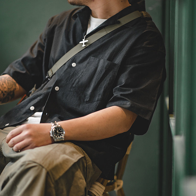 CUBAN COLLAR LINEN SHIRT