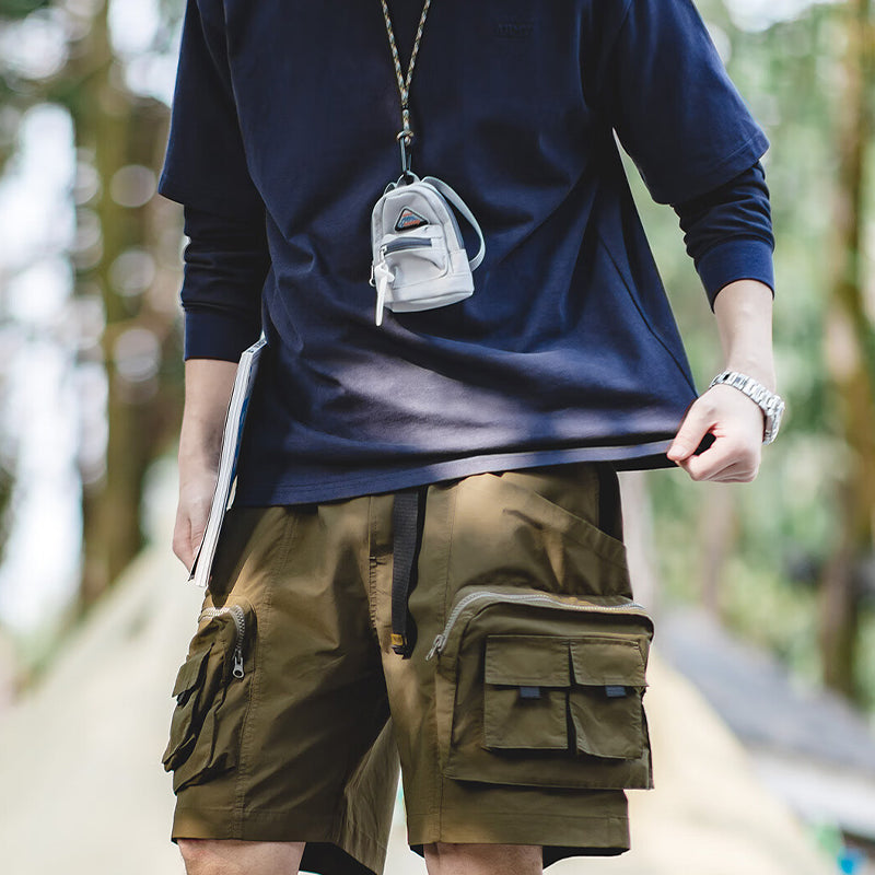 MULTI-POCKETS AMEKAJI FUNCTIONAL LOOSE SHORTS