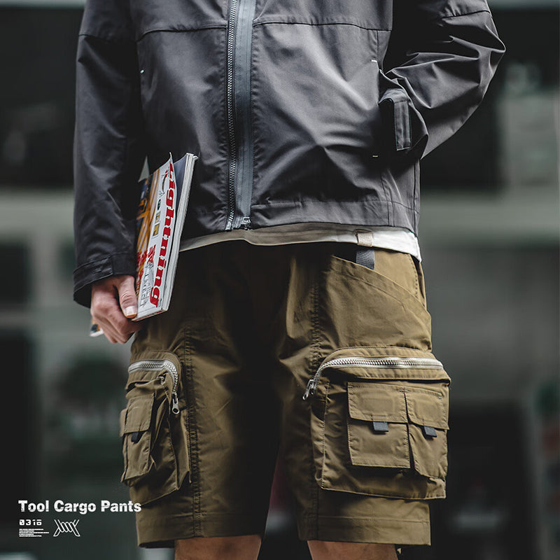 MULTI-POCKETS AMEKAJI FUNCTIONAL LOOSE SHORTS