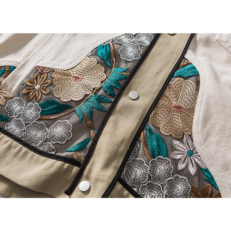 CANVAS & LACE FLORAL LAPEL JACKET