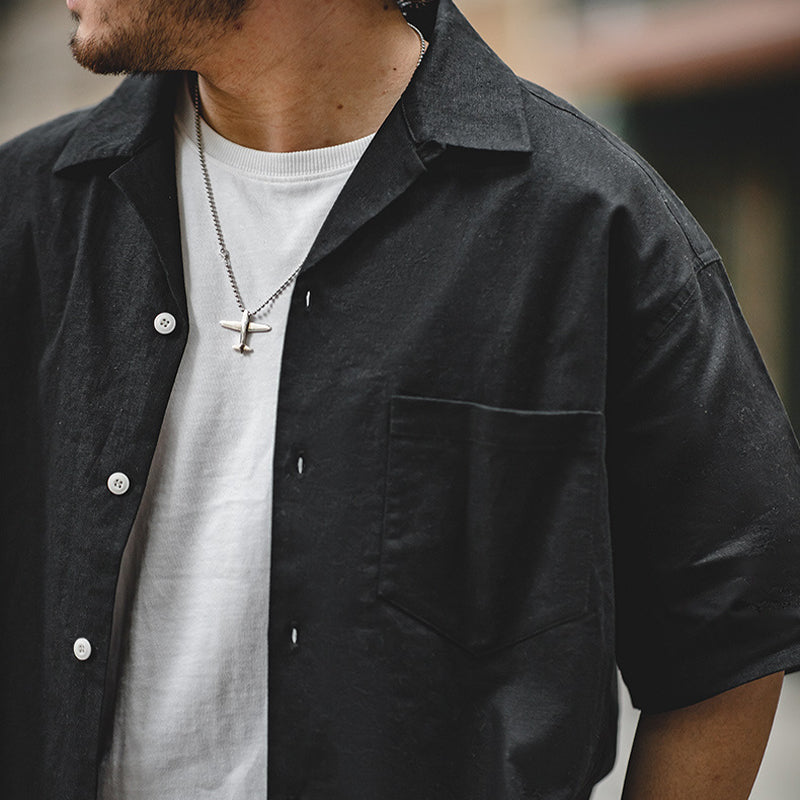 CUBAN COLLAR LINEN SHIRT