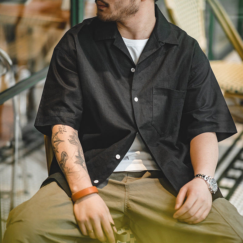 CUBAN COLLAR LINEN SHIRT