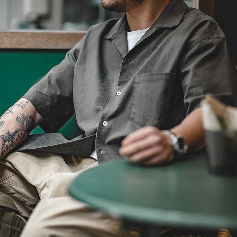 CUBAN COLLAR LINEN SHIRT