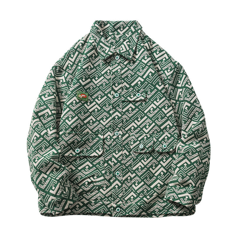 FF LOOSE LAPEL JACQUARD EMBROIDERY JACKET