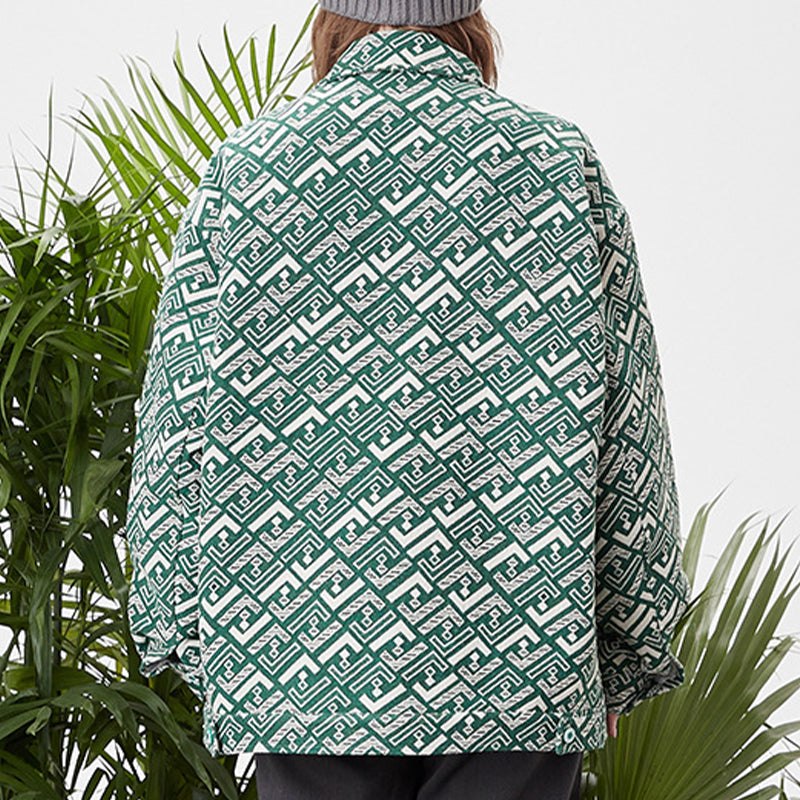 FF LOOSE LAPEL JACQUARD EMBROIDERY JACKET