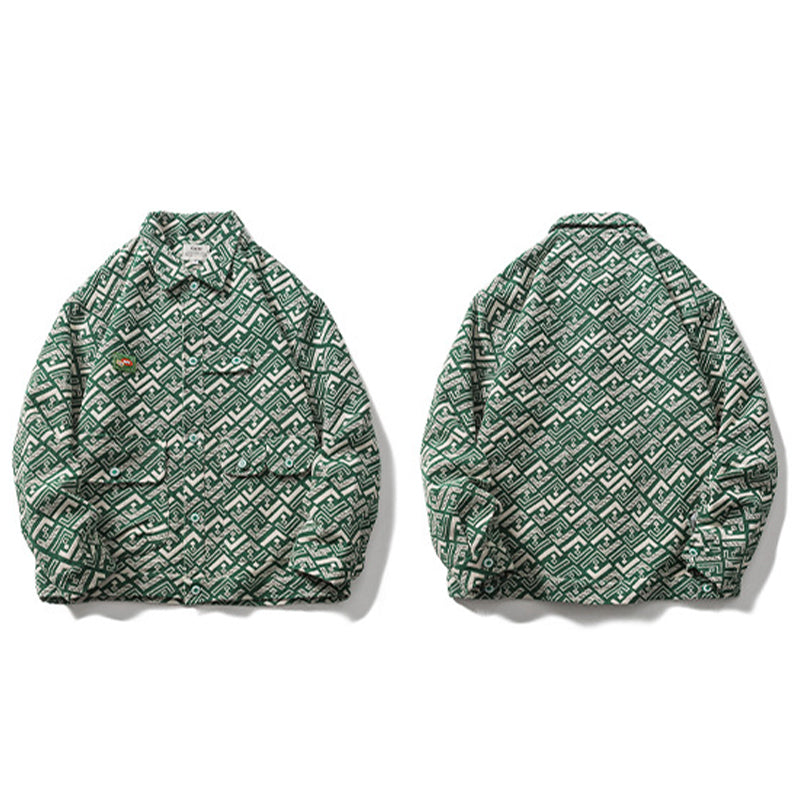 FF LOOSE LAPEL JACQUARD EMBROIDERY JACKET