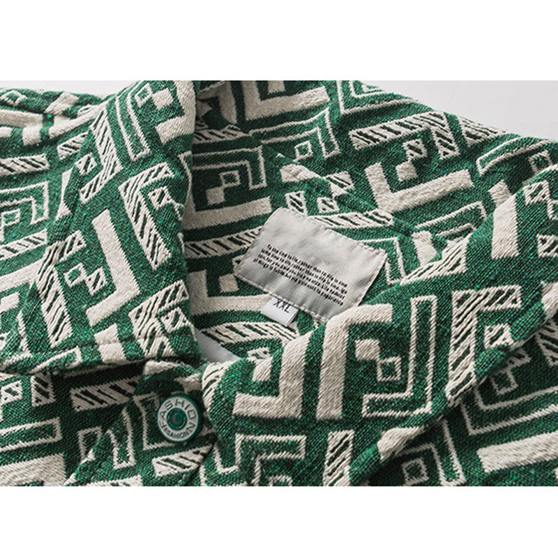 FF LOOSE LAPEL JACQUARD EMBROIDERY JACKET