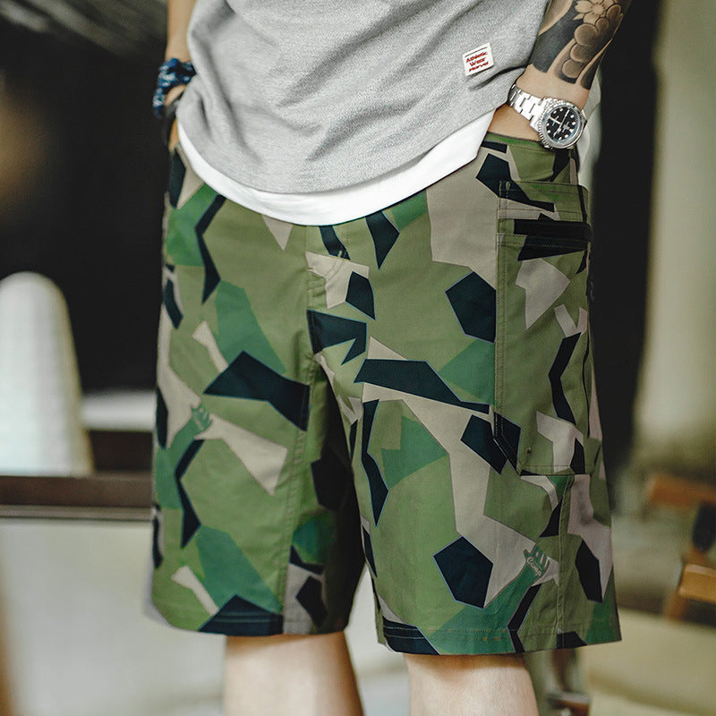 GEOMETRIC CAMOUFLAGE MILITARY MOUNTAIN CAMPING  SHORT-SLEEVE & SHORTS SUIT