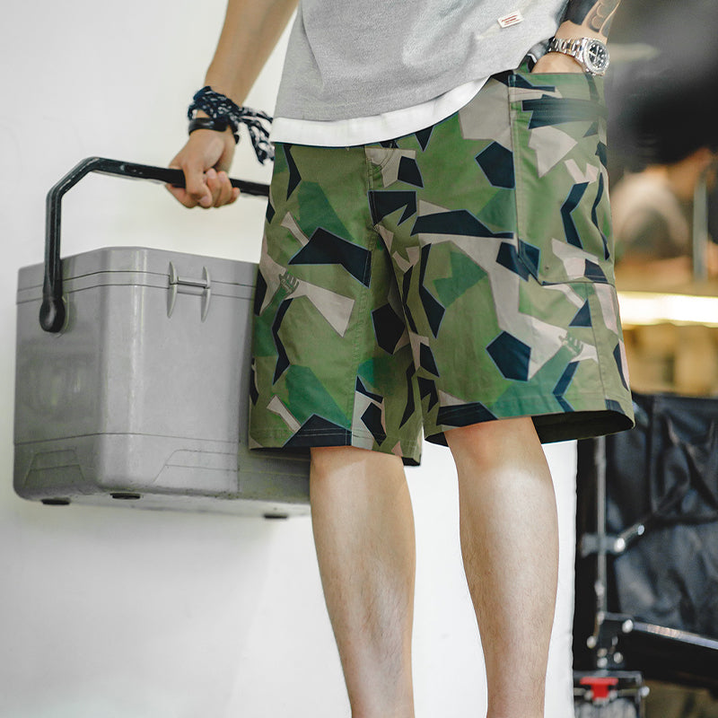 GEOMETRIC CAMOUFLAGE MILITARY MOUNTAIN CAMPING  SHORT-SLEEVE & SHORTS SUIT