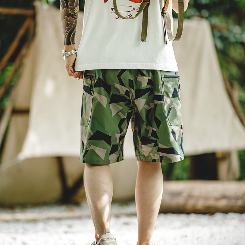 GEOMETRIC CAMOUFLAGE MILITARY MOUNTAIN CAMPING  SHORT-SLEEVE & SHORTS SUIT