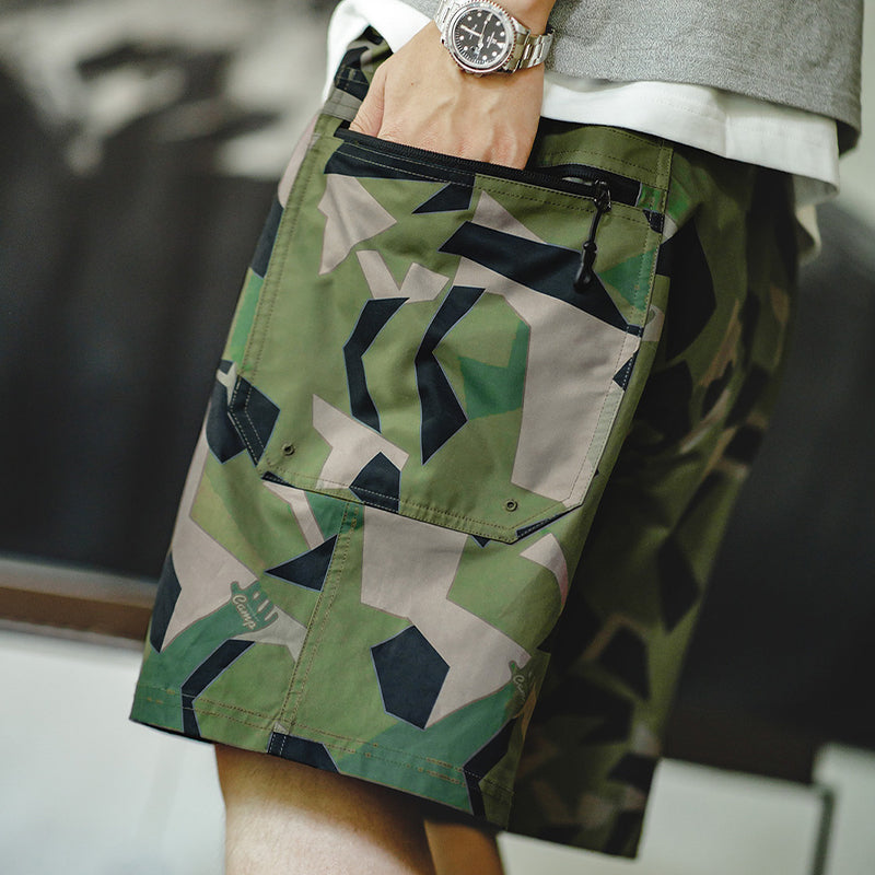 GEOMETRIC CAMOUFLAGE MILITARY MOUNTAIN CAMPING  SHORT-SLEEVE & SHORTS SUIT