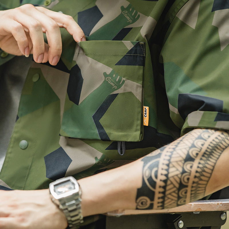 GEOMETRIC CAMOUFLAGE MILITARY MOUNTAIN CAMPING  SHORT-SLEEVE & SHORTS SUIT