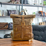 Load image into Gallery viewer, LEATHER WAXED CANVAS 16-INCH BACKPACK
