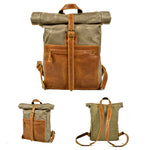 Load image into Gallery viewer, LEATHER WAXED CANVAS 16-INCH BACKPACK
