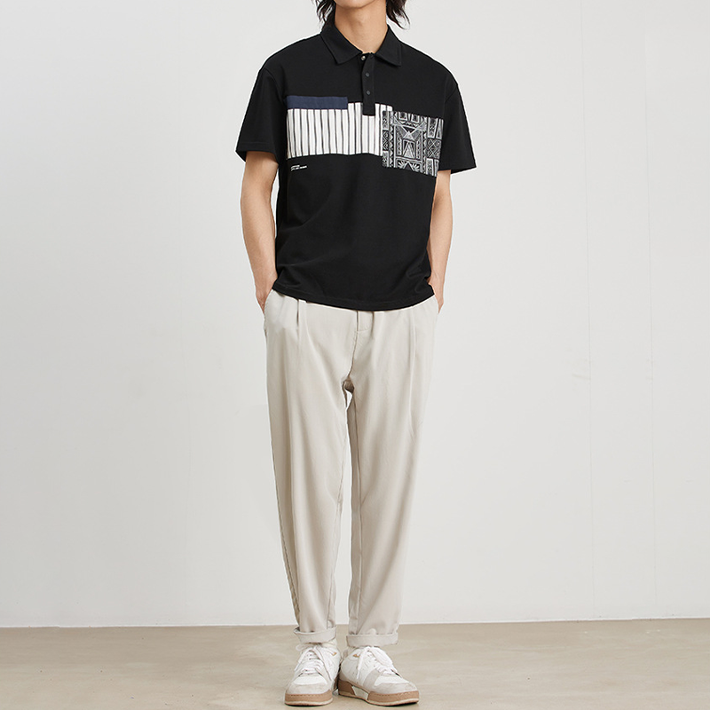 LINE PATCHWORK POLO SLIM FIT TOPS