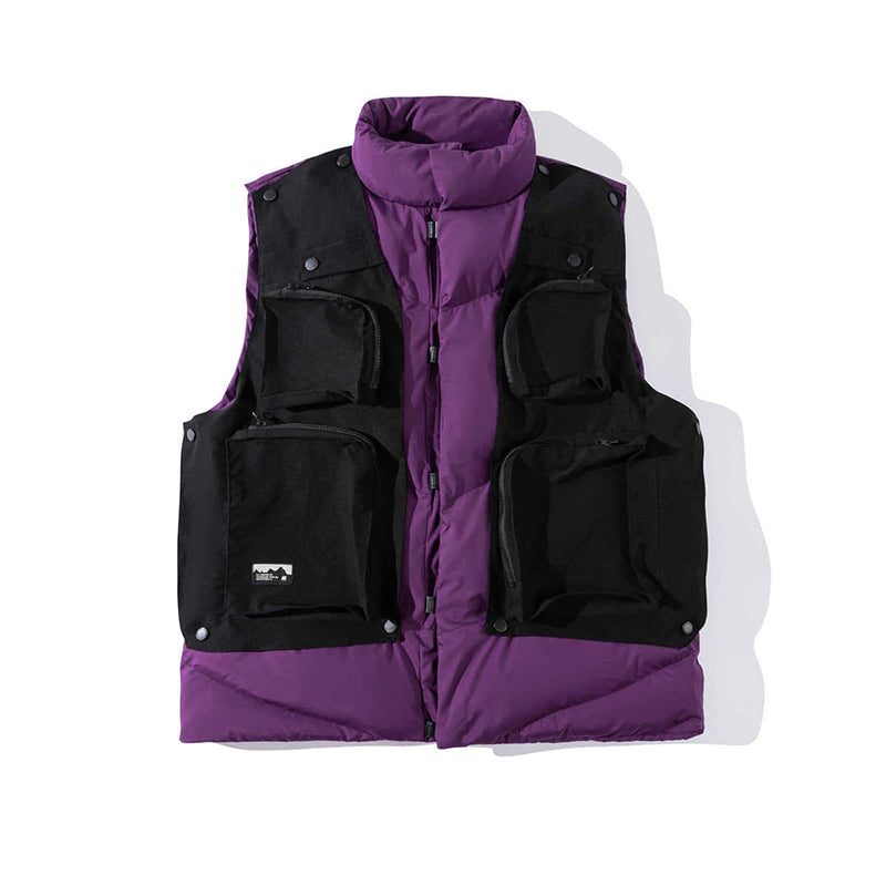 LOVELY PURPLE PUFFER VEST FAKE 2-PIECE