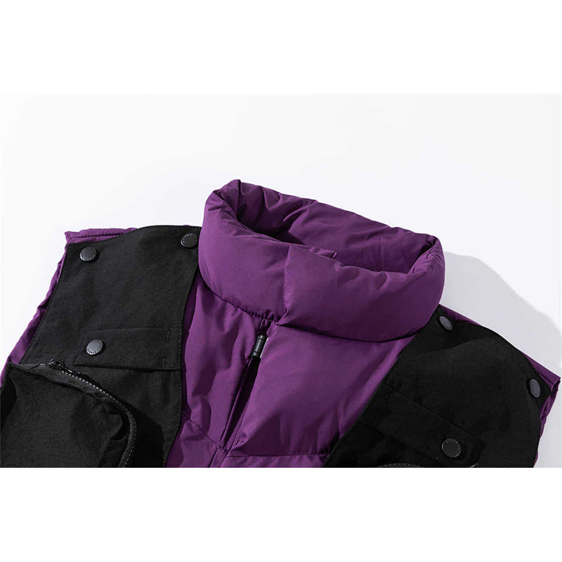 LOVELY PURPLE PUFFER VEST FAKE 2-PIECE