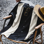 Load image into Gallery viewer, PANELED OVERSTRIPED CUBAN COLLAR SHIRT
