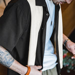 Load image into Gallery viewer, PANELED OVERSTRIPED CUBAN COLLAR SHIRT
