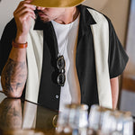 Load image into Gallery viewer, PANELED OVERSTRIPED CUBAN COLLAR SHIRT
