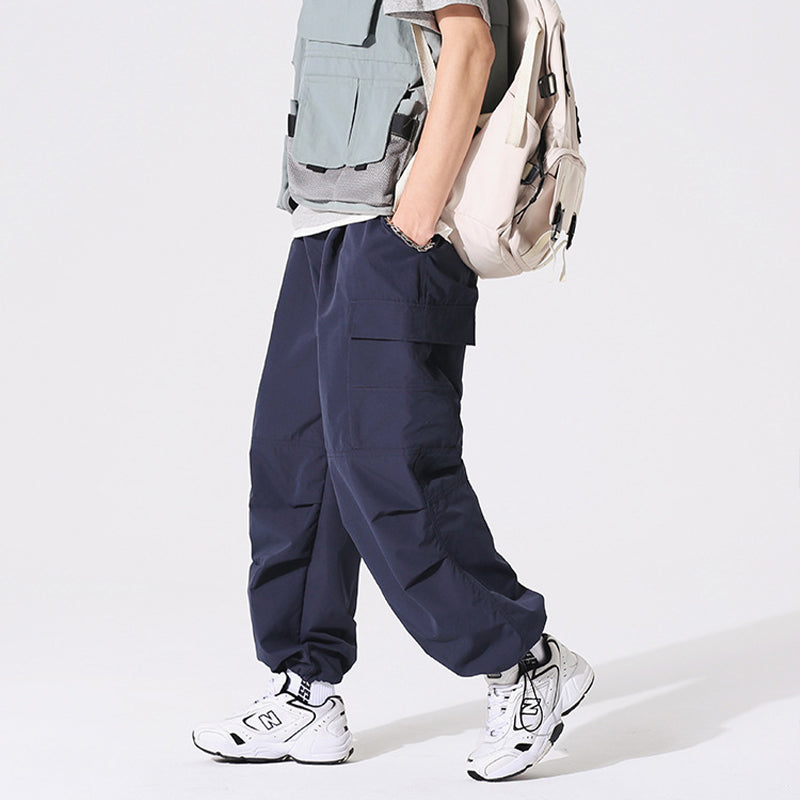 PLEATED KNEES LOOSE STRAIGHT TROUSERS