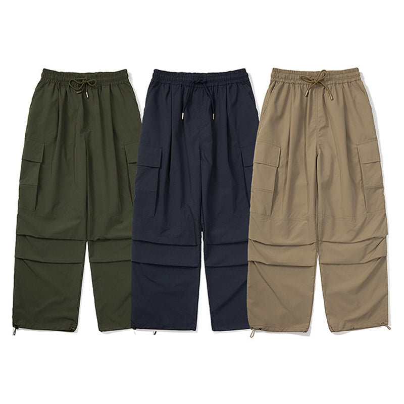 PLEATED KNEES LOOSE STRAIGHT TROUSERS