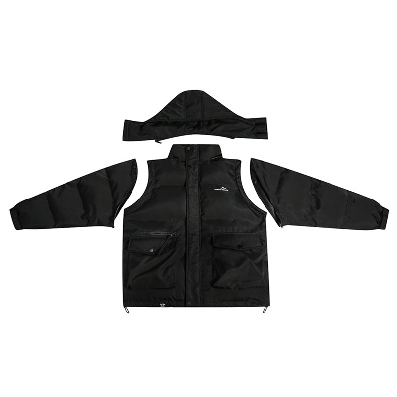PUFFER HOODED JACKET DETACHABLE TRANS TO VEST