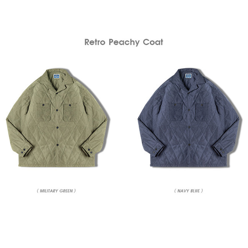 RHOMBUS LATTICE QUILTING PEACHY COTTON COAT