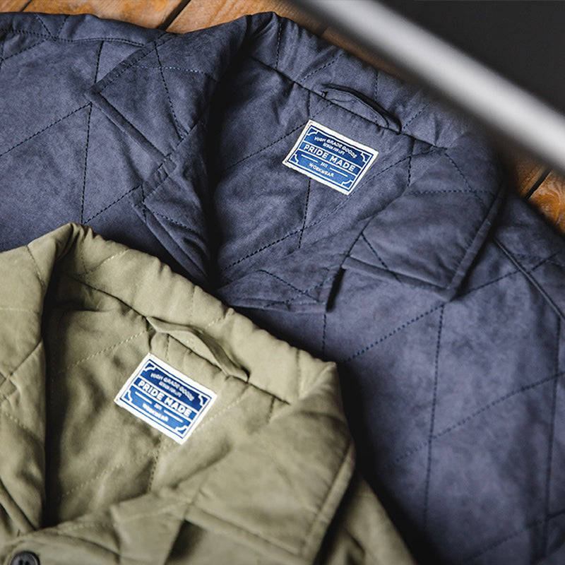 RHOMBUS LATTICE QUILTING PEACHY COTTON COAT