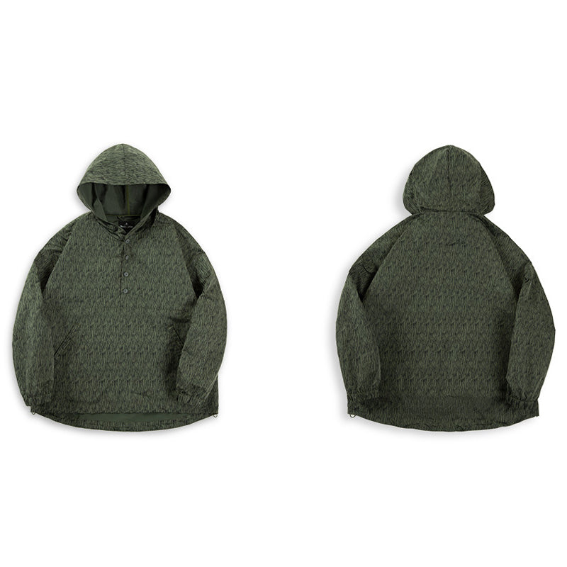 RAINDROP CAMOUFLAGE PRINTED HOODIE COAT