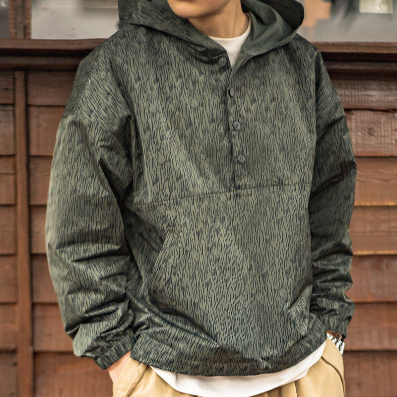 RAINDROP CAMOUFLAGE PRINTED HOODIE COAT
