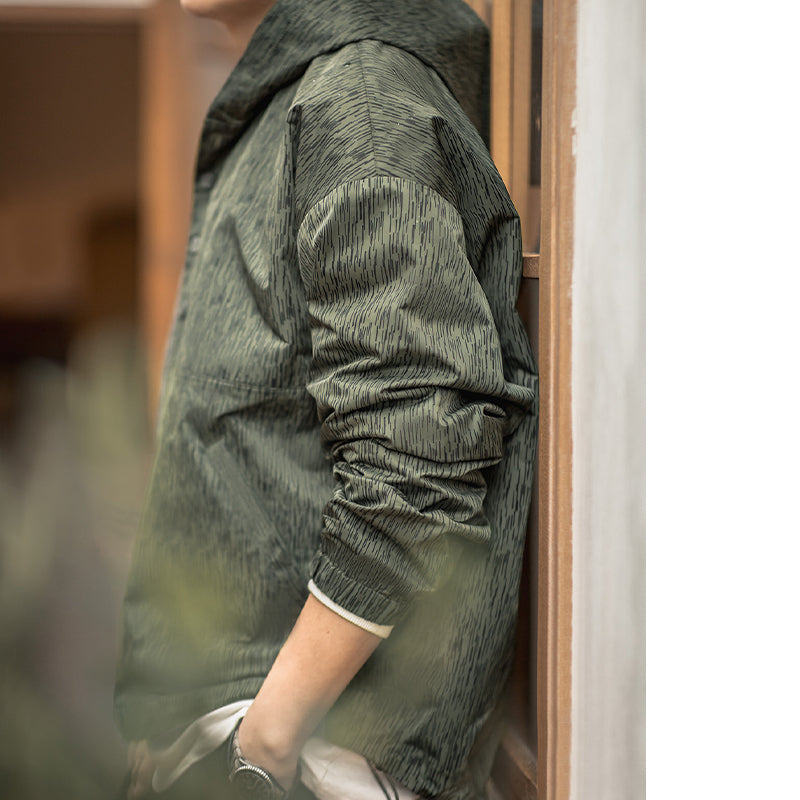 RAINDROP CAMOUFLAGE PRINTED HOODIE COAT