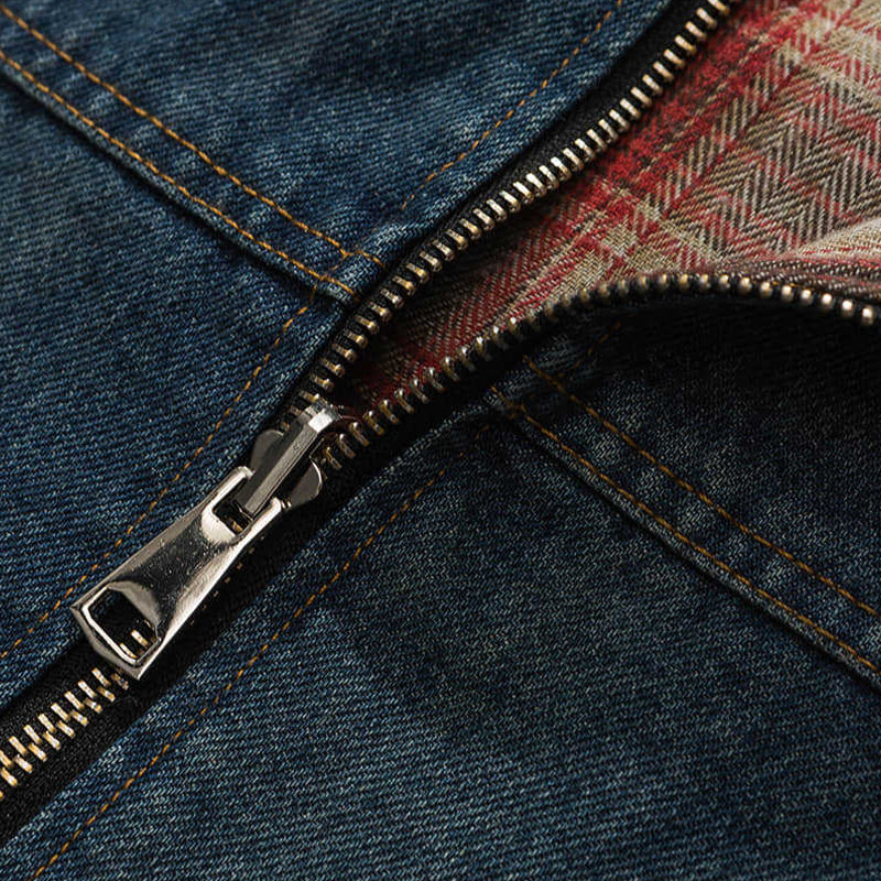 RETRO COWBOY BLUE DENIM VEST IN 2-SIDE WEAR