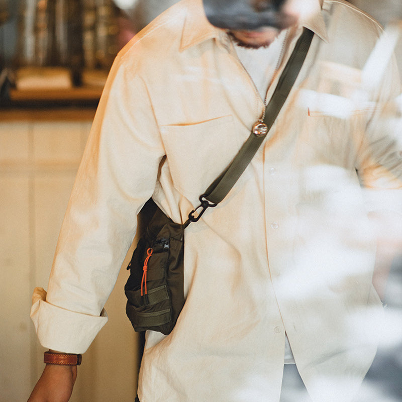 RETRO NATIVE WHITE COTTONSEED PARTICLES LAPEL LONG-SLEEVED SHIRT