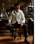 Load image into Gallery viewer, RETRO NATIVE WHITE COTTONSEED PARTICLES LAPEL LONG-SLEEVED SHIRT
