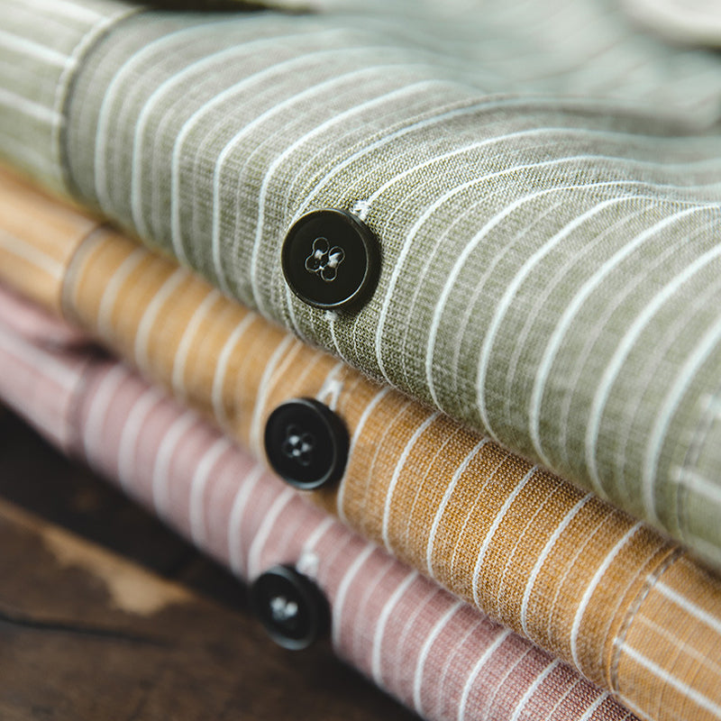 RETRO STRIPED CUBAN COLLAR SHIRT