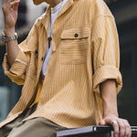 Load image into Gallery viewer, RETRO STRIPED CUBAN COLLAR SHIRT
