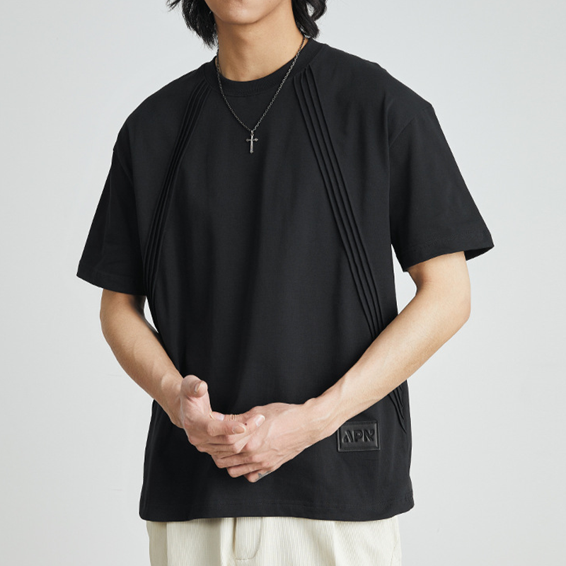 STRIPED CROPPED RETRO COTTON BLACK & WHITE TEE