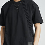 Load image into Gallery viewer, STRIPED CROPPED RETRO COTTON BLACK &amp; WHITE TEE
