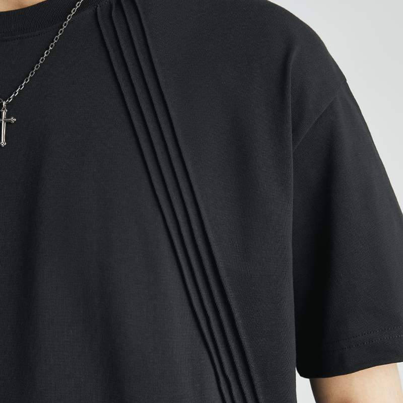 STRIPED CROPPED RETRO COTTON BLACK & WHITE TEE