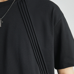 Load image into Gallery viewer, STRIPED CROPPED RETRO COTTON BLACK &amp; WHITE TEE
