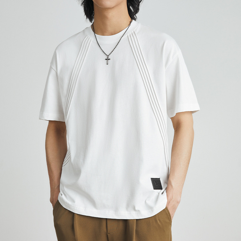 STRIPED CROPPED RETRO COTTON BLACK & WHITE TEE