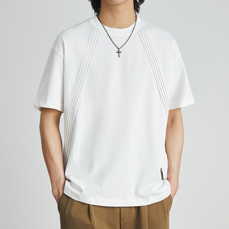 STRIPED CROPPED RETRO COTTON BLACK & WHITE TEE