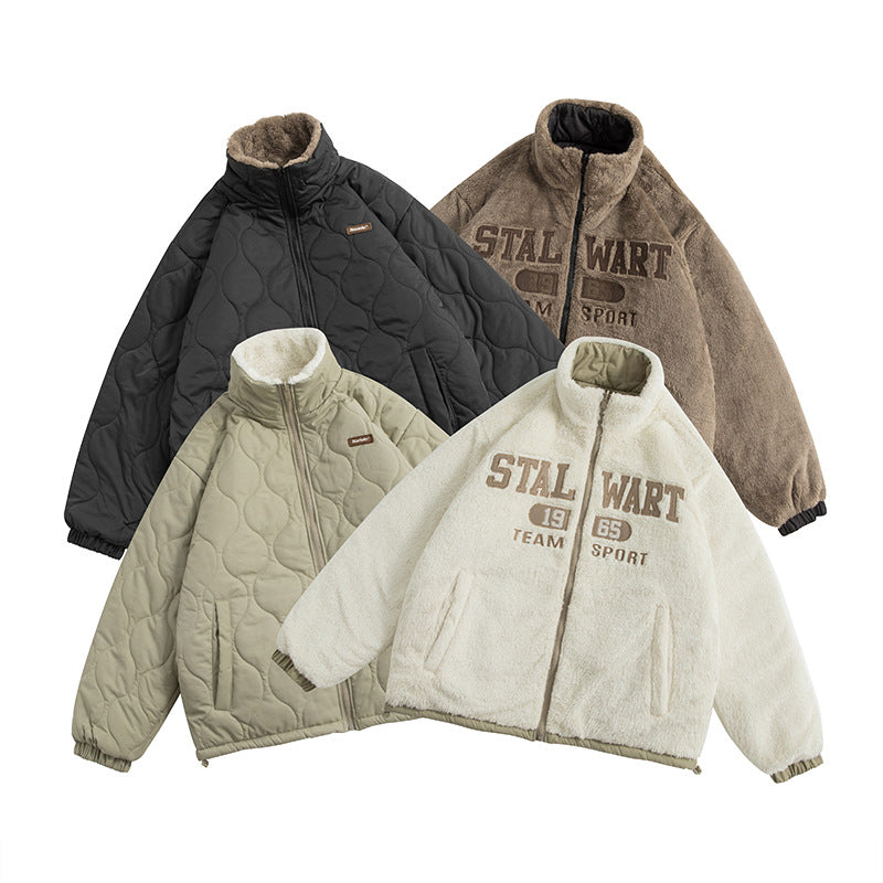 THICKENED FLEECE-LINED REVERSIBLE WEAR CASUAL COAT