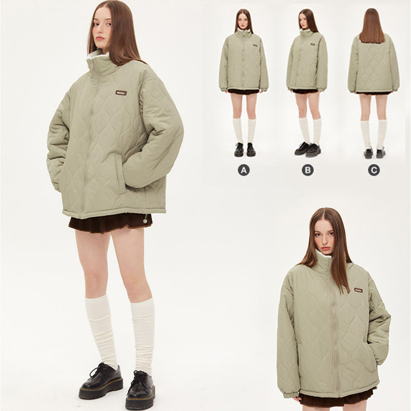 THICKENED FLEECE-LINED REVERSIBLE WEAR CASUAL COAT