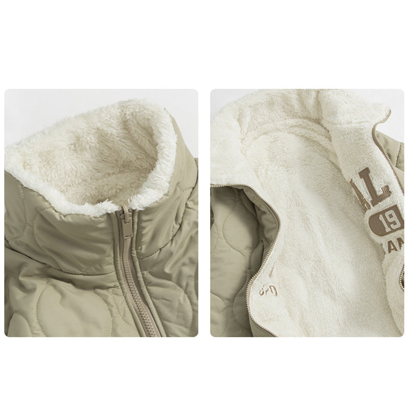 THICKENED FLEECE-LINED REVERSIBLE WEAR CASUAL COAT