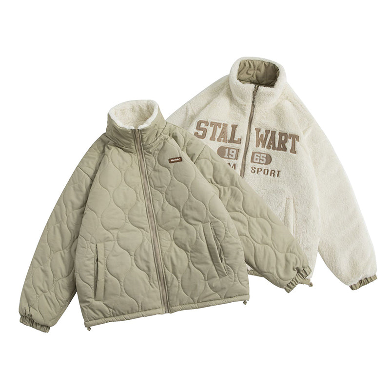 THICKENED FLEECE-LINED REVERSIBLE WEAR CASUAL COAT