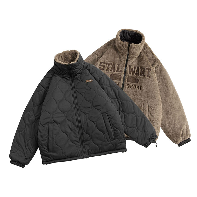 THICKENED FLEECE-LINED REVERSIBLE WEAR CASUAL COAT