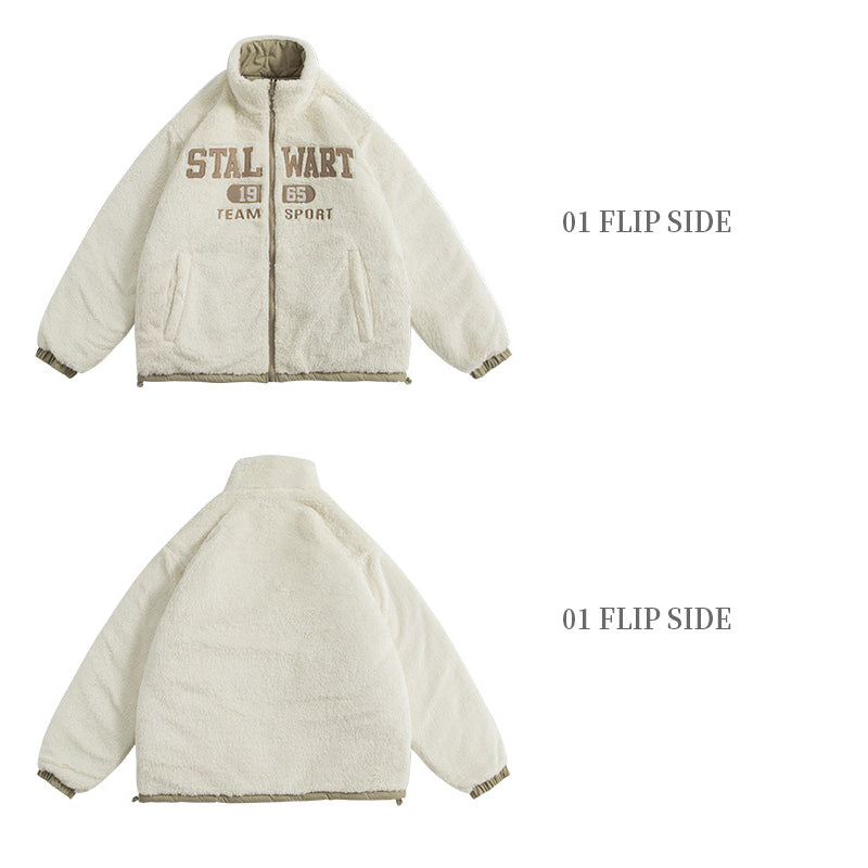 THICKENED FLEECE-LINED REVERSIBLE WEAR CASUAL COAT