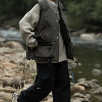 Load image into Gallery viewer, V-NECK TAPE TIGHTENING &amp; ZIPPER PUFFER VEST
